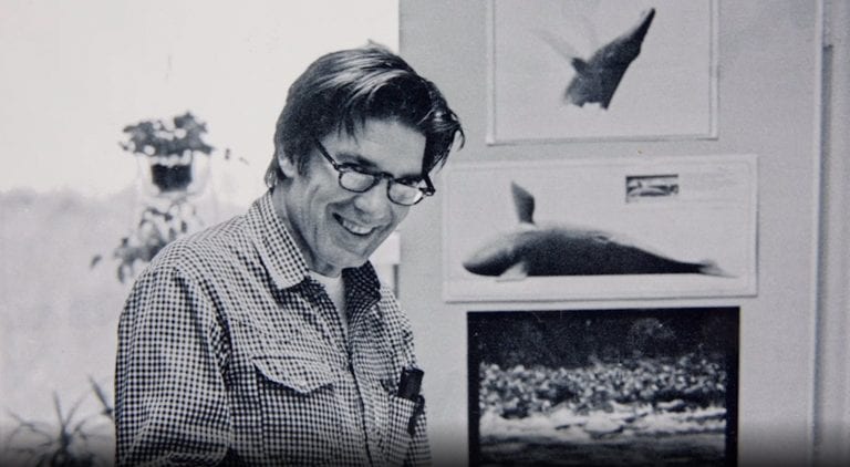 Black-and-white archive photo of William A. Watkins at Woods Hole, late 20th century